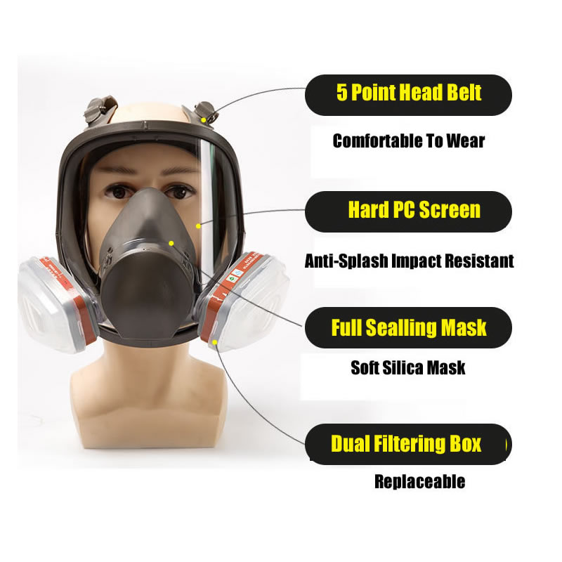 フルフェイススプレー保護マスク、工業用防毒マスクマスク、新型 - Dust Mask Construction のレビューと価格